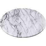 Creative Home Natural Marble Round Trivet Cheese Board Dessert Serving Plate, 8" Diam, Off-White (patterns may vary)
