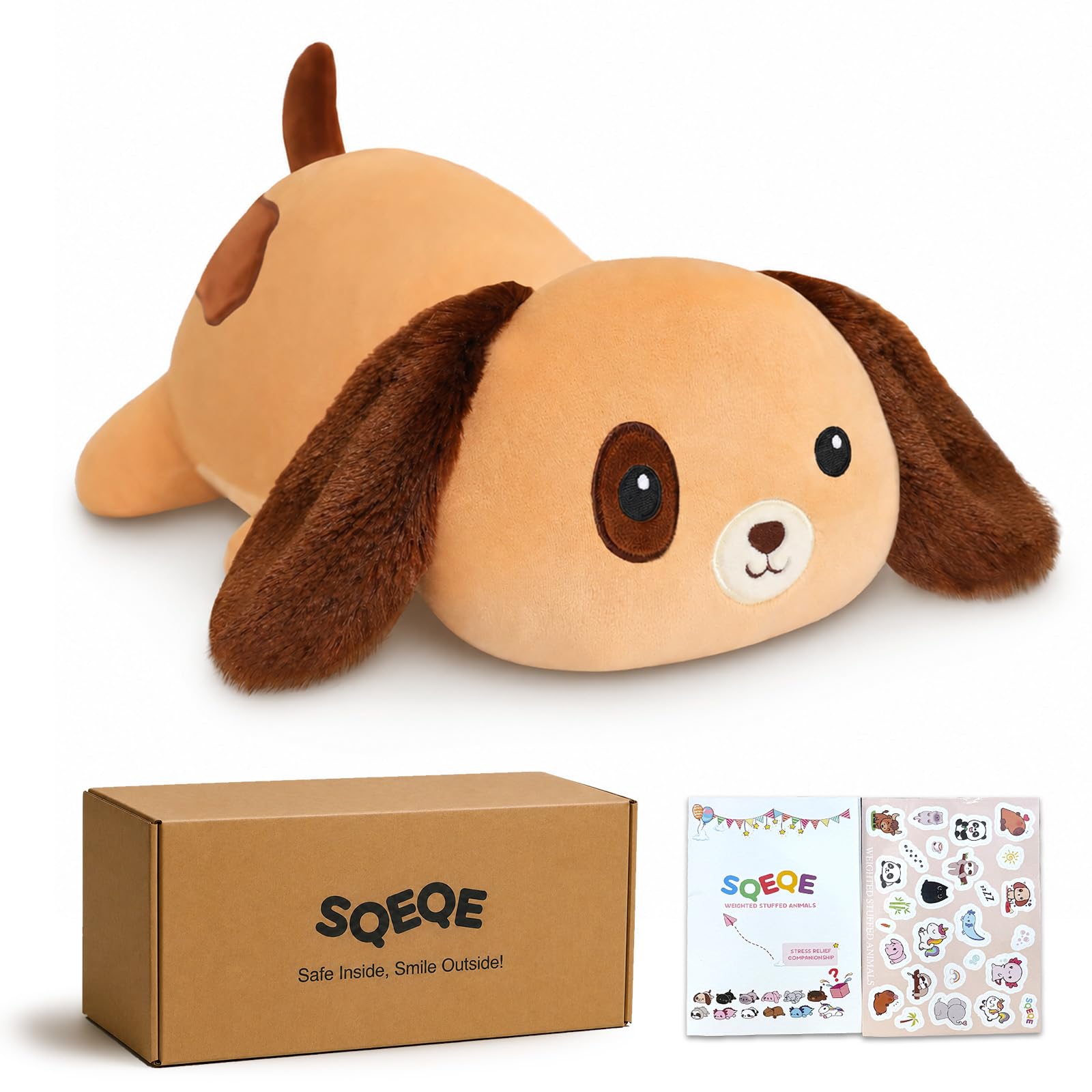 sqeqe weighted dog plush, weighted dog stuffed animal, cute larbrador plushies soft pillow toy gift