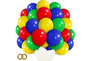 ASIYUHY Red Blue Green Yellow Balloons 100 Pack 12 Inch Matte Blue Yellow Red Green Latex Balloon for Carnival Circus Balloon arch Kids Birthday Baby Shower Party Decorations