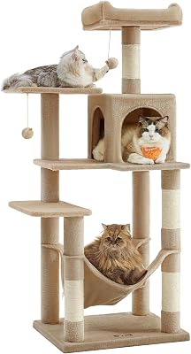 Árvore para gatos, altura 137,7cm, multinível, 4 arranhadores