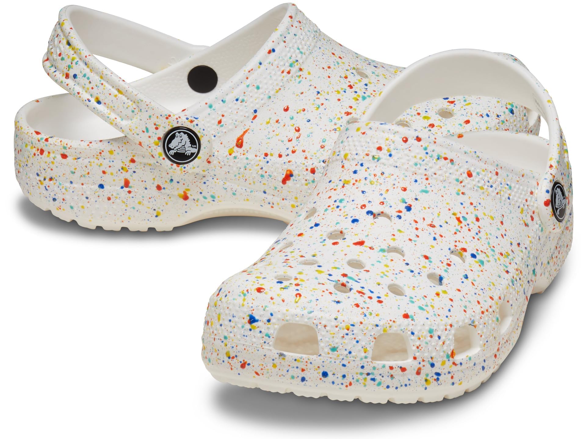 Crocs Kids Unisex Classic Graphic Clogs (Little Kid/Big Kid) White/Multi Paint Splatter 11 Medium Image