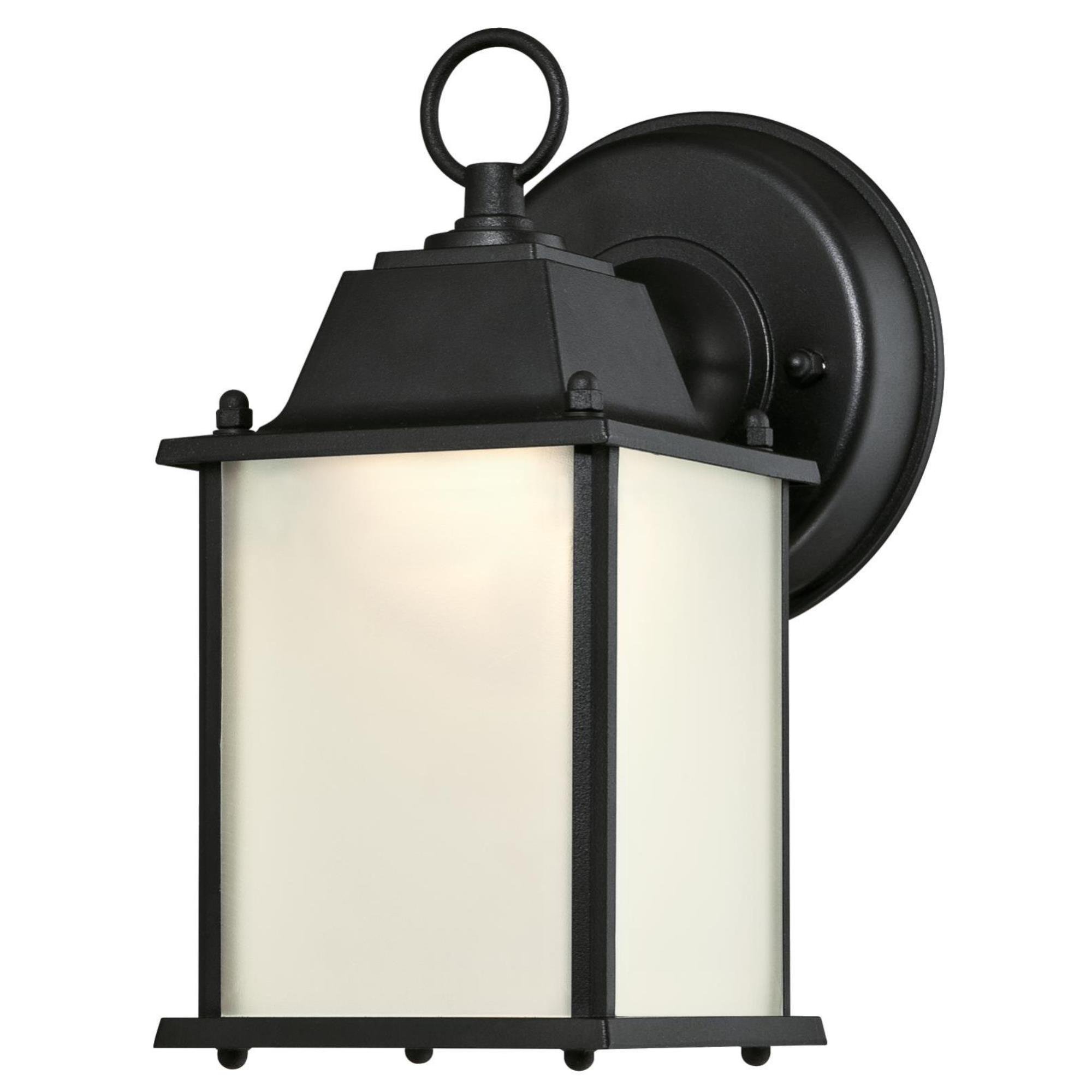 Photo 1 of 6107500 One-Light Dimmable LED Outdoor Wall Fixture, Textured Black Finish with Frosted Glass