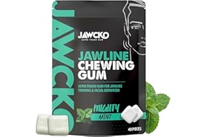 JAWCKO Ultra-tough Jawline Chewing Gum | Get a Stronger, Squarer Jawline | Mighty Mint Jaw Training Hard Gum | Chisel, Sculpt, Tone your Jaw | 15X Hardness | Facial Fitness Mewing Gum | 40 Pieces/Pack