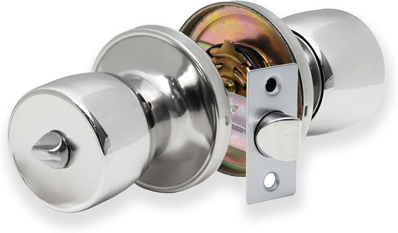 XFORT Tulip Privacy Knob Set Polished Chrome Keyless Door Lock for Internal