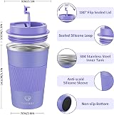 CS COSDDI Travel Mug Insulated Steel 380ml Leakproof Lid view 2