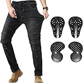 CTBQiTom Men's Motorcycle Pants Motocross Riding Jeans Adventure Motorbike Pants with Knee and Hip CE Armor Protector Pads