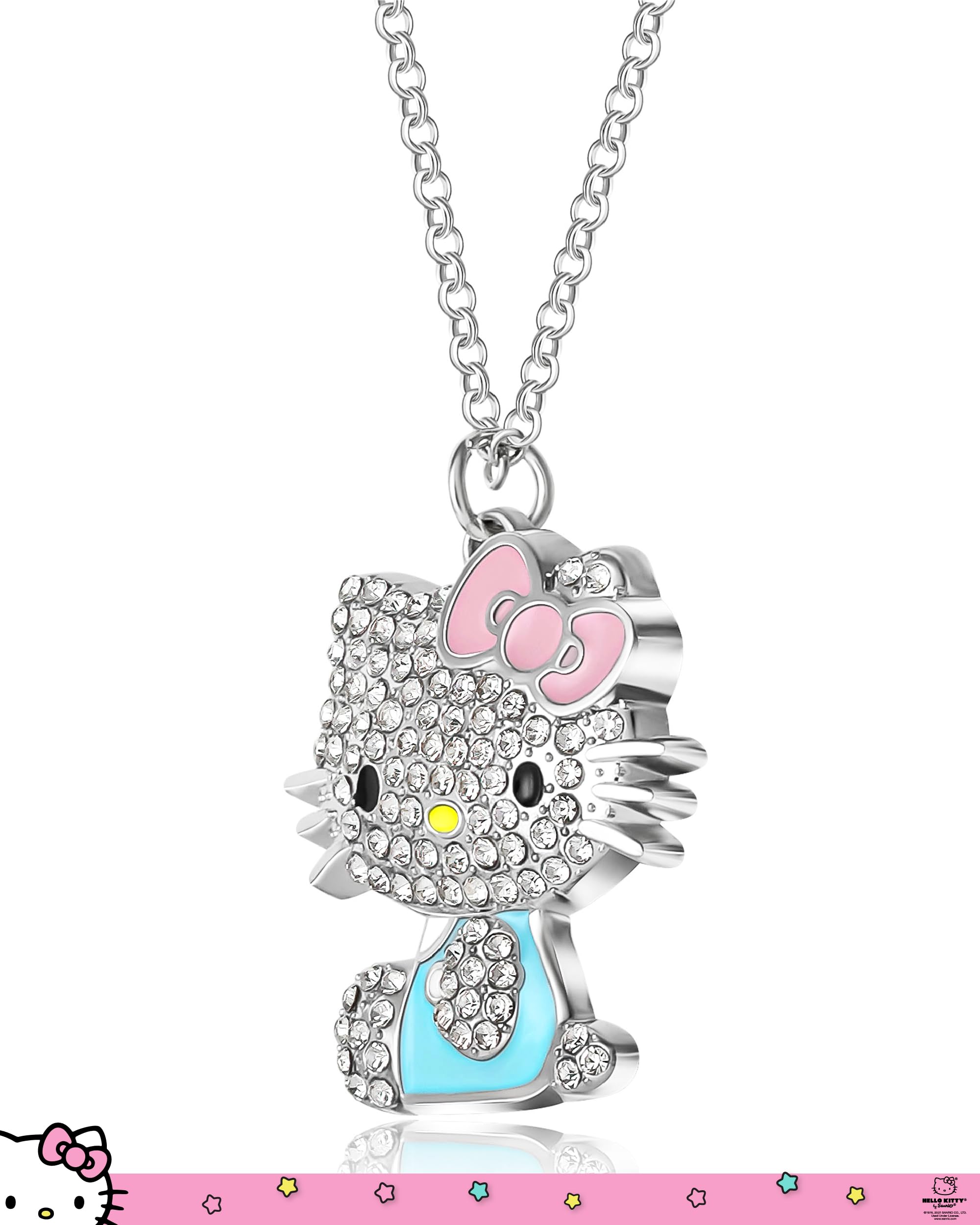 SALLY ROSE Sanrio Hello Kitty Pave Crystal Pendant Necklace Official License, 16