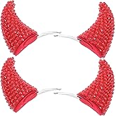 FRCOLOR 4pcs Devil Horns Hair Clip, Halloween Rhinstone Demon OX Horn Hairpin Cosplay Costume for Party (Red)