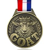 YUJUE Goat Medal - 3" Greatest Champion Medal of All Time, Goat Pendant Medal with Neck Strap, Goat Award Chain for Football Basketball Sports Championship MVP Award and Tournament League Champion