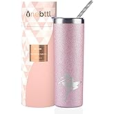 Onebttl Ballerina/Ballet Gifts - 20oz Double Wall Vacuum Insulated Stainless Steel Cup - Glitter Pink (Dance)