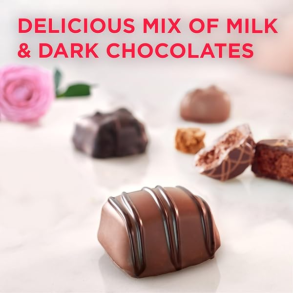 RUSSELL STOVER VALENTINE’S DAY RED FOIL HEART ASSORTED MILK & DARK CHOCOLATE GIFT BOX, 5.1 OZ. (9 PIECES)