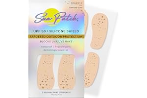 Sun Patch Under-Eye UV Protection Patches – Sparkle Sun Kiss Gold – Reusable UPF 50+ Silicone Patches for Sun Protection & St