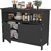 Congfutt HIPS All-Weather Outdoor Storage Cabinet,Outdoor Sideboard with Magnetic Doors,3-Shelves Patio Storage Cabinet, Used for Garden,Buffet Cabinet,TV Stand, Bar Table,Balcony