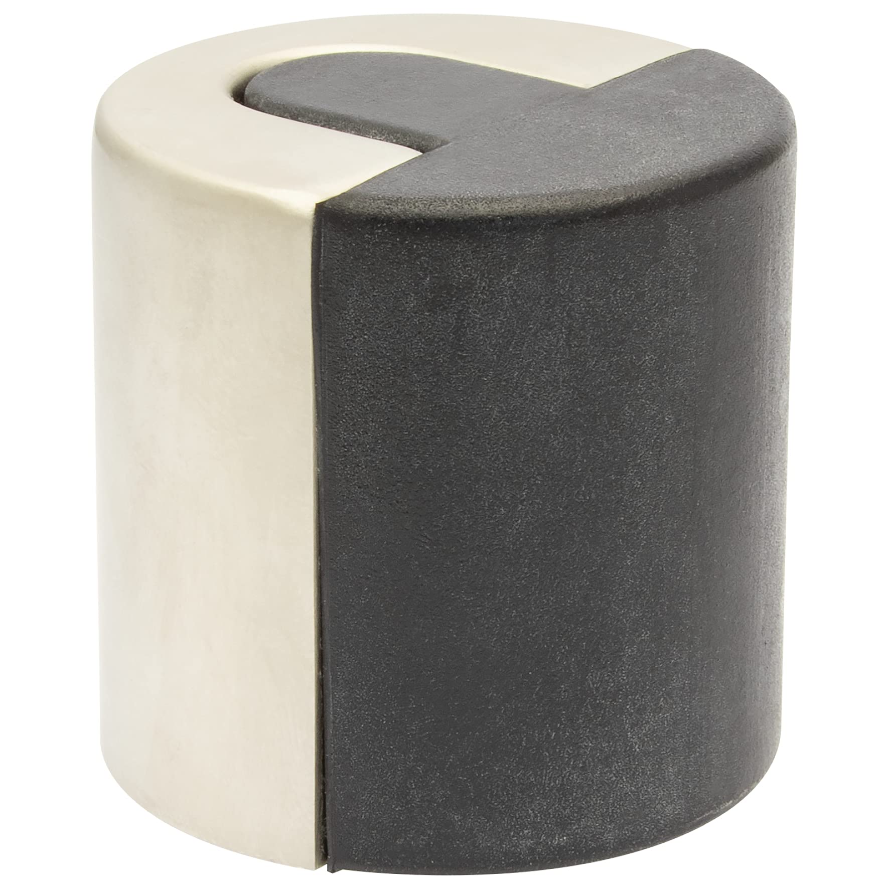 WAGNER Doorstop Opera Big - Ø 40 x 40 mm, Design Buffer Made of die-cast zinc with Stainless Steel Look + Soft Thermostatic Rubber, to be Screwed on Floors, mounting Material Included - 15506811