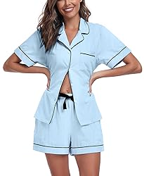 COLORFULLEAF Womens 100% Cotton Pajamas Short Set