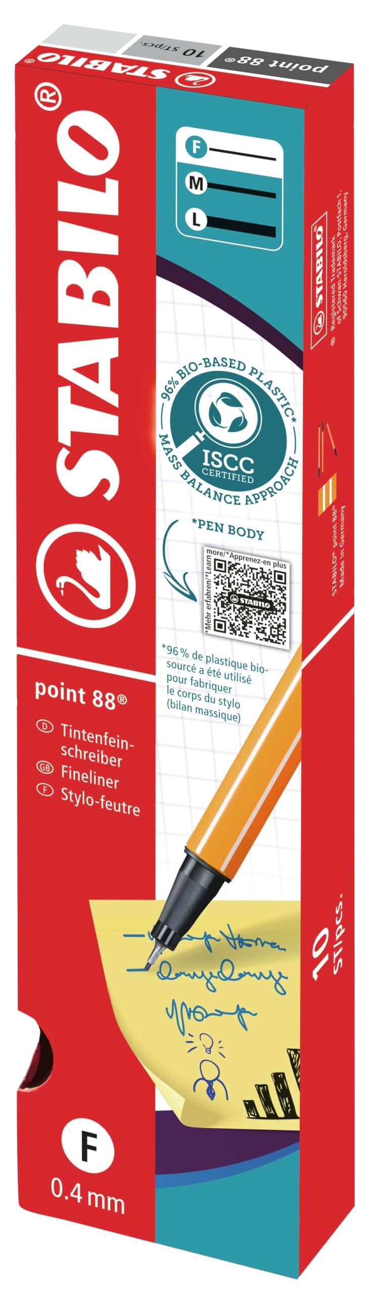 STABILO - Fineliner - point 88-10er Pack - Neonfarbe, leuchtfarbenrot 8