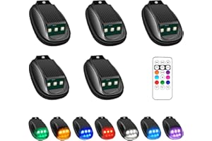 Solar Cab Lights for Truck,Wireless No Drill Solar Powered Cab Roof Lights 8 Colors with Vibration Sensor Waterproof Clearanc