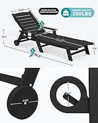 SERWALL Patio Chaise Lounge Chair Set of