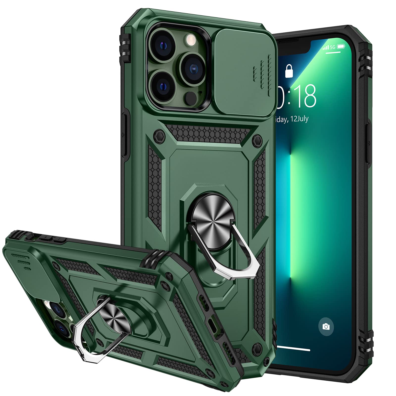 Armor Case for iPhone 13 Pro Max Stand Case with Slide Camera Cover & Kickstand Military Grade Heavy Duty Protective with Magnetic Holder for iPhone 13 Pro Max 6.7 — image 1