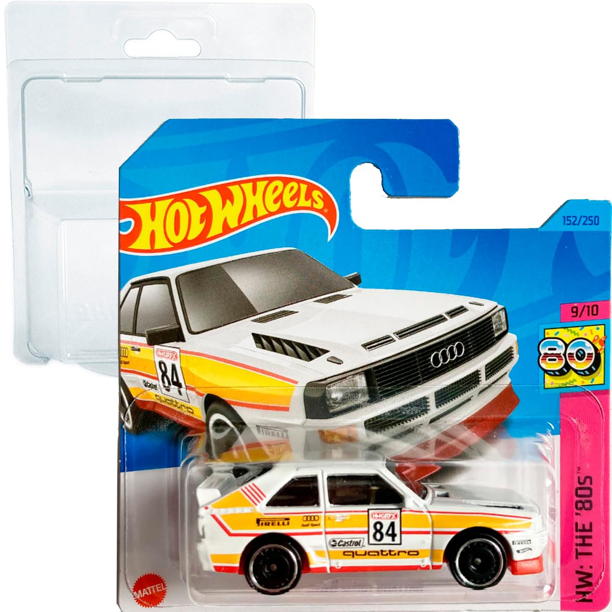 Hot Wheels ´84 Audi Sport Quattro HW: The ´80s 9/10 (152/250) HKJ66 Short Card Mattel 2023 + Blister & Card Protector Pack Friki Monkey — image 1