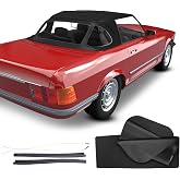 A-Premium Black Convertible Soft Top Compatible with Mercedes-Benz | for R107 Series 380SL 1981-1985 450SL 1975-1980 560SL 1986-1989, with Clear Plastic