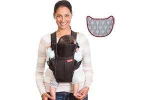 Infantino Swift Classic Carrier with Pocket, 2-Ways to Carry Carrier with Wonder Bib & Essentials Storage Front Pocket for Babies 8-25lb, Adjustable Strap, Black