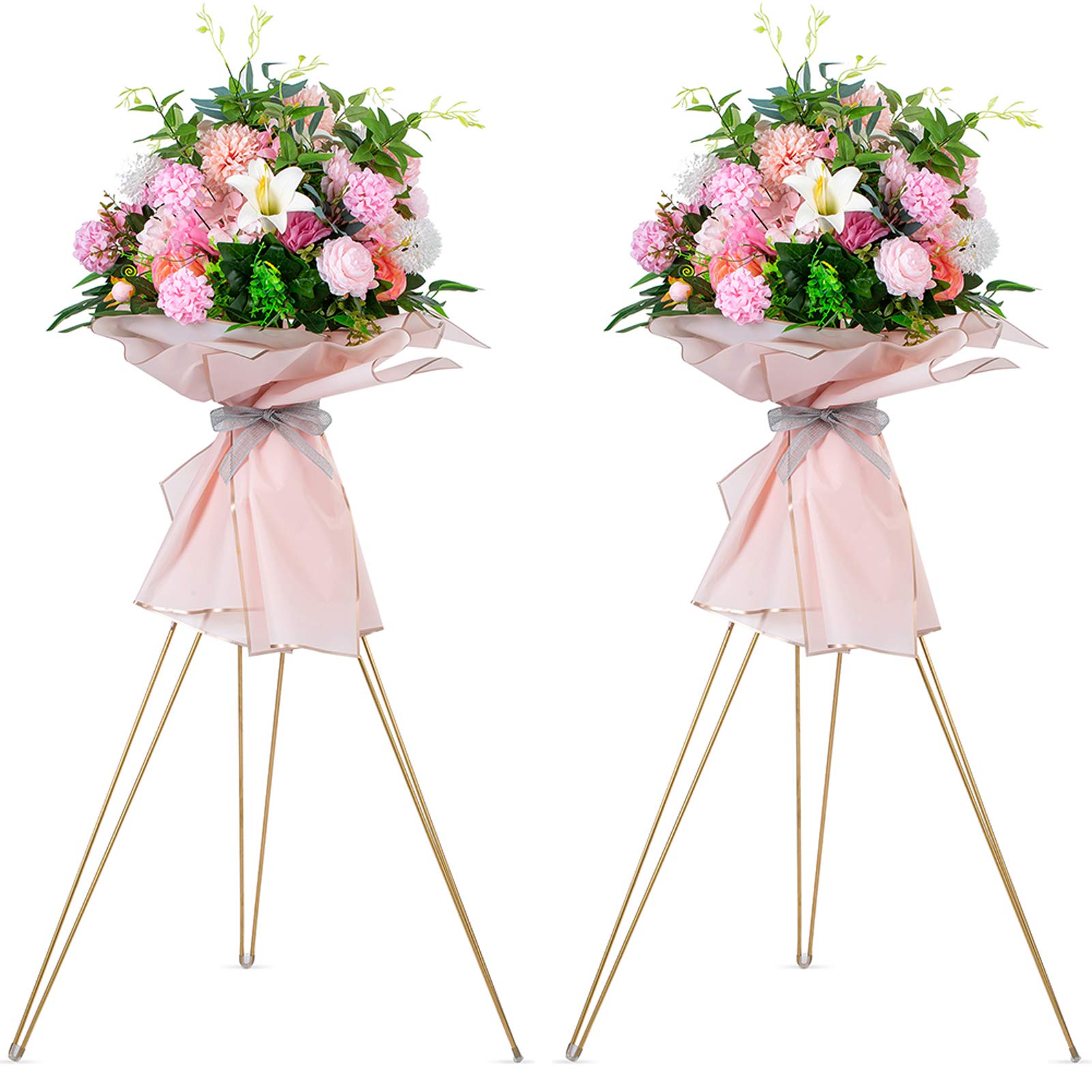 Photo 1 of NUPTIO Tripod Flower Display Stand: 2 Pcs 41.3" Tall Wedding Opening Ceremony Stand Grand Opening Flower Arrangement Holder Welcome Floor Stand for Decoration