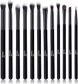 MSQ 12Pcs Eyeshadow Brush Set Premium Black Ferrule Wood Handle