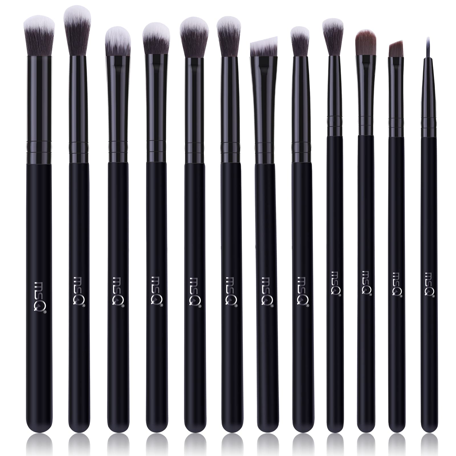 MSQ Eyeshadow Brushes 12Pcs Professional Eye Makeup Brush Set,Eye Makeup Brushes Set for Concealer, Eyeliner, Eyelash,Eyebrow, Blending, Contour (Pure Black) — image 1