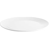 TableCraft 10496 Pulito Collection Round Platter, White Melamine Plate with Raised Edge Detail, Durable and Dishwasher Safe, Chic Ceramic-Look Serveware, 13.125-Inch Diameter