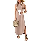 ANRABESS Women Summer Casual Maxi Sundress Sleeveless Loose Split 2026 Trendy Tank Shirt Long Dress Beach Vacation Clothes