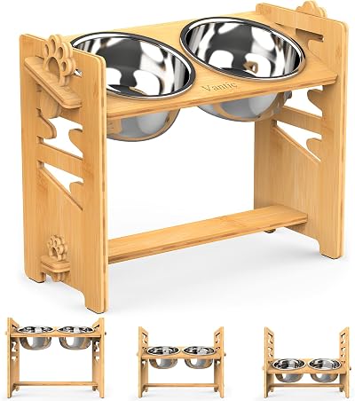 Vantic Large Elevated Dog Bowls Adjustable Raised Feeding Station with 2