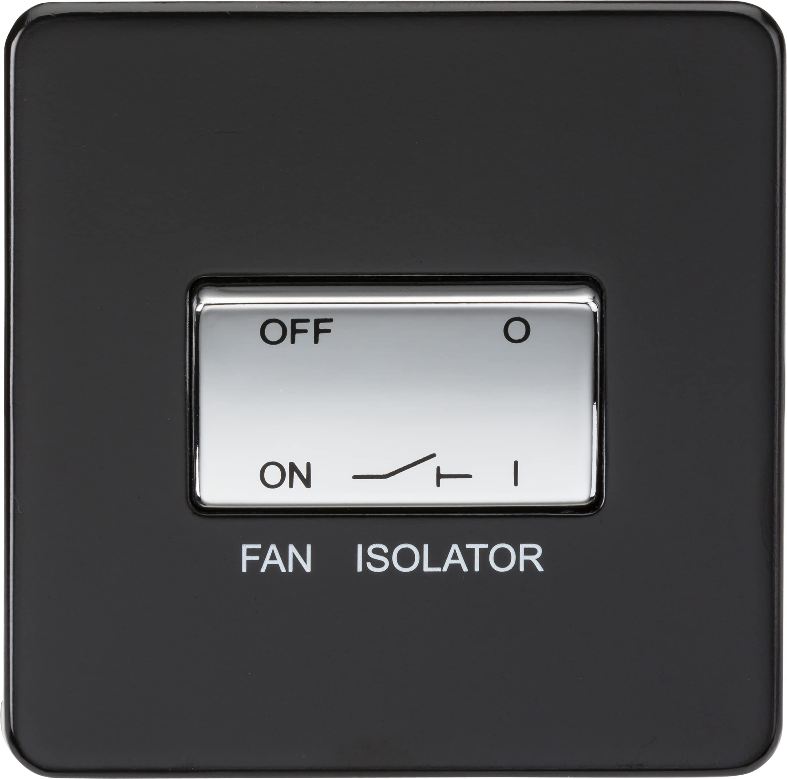 Knightsbridge SF1100MB Screwless 10 A 3 Pol Fan Isolator Switch, Matt Black with Chrome Rocker