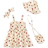 SODLON Toddler Girl Summer Dress Infant Baby Girl Casual Clothes Sleeveless Bowknot Beach Sundress with Hat