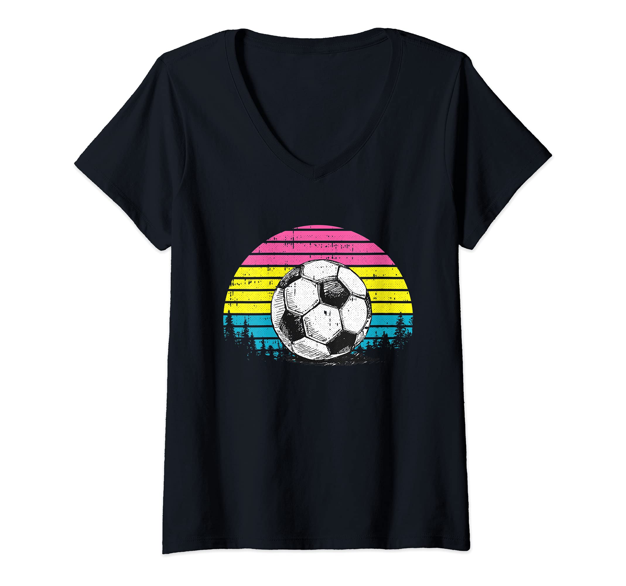 Womens Soccer Ball LGBT-Q Pansexual Pride Sport Fan Player Ally V-Neck T-Shirt