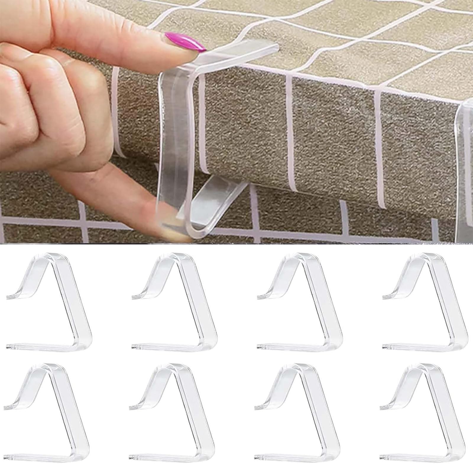 8 Pcs Clear Table Cloth Clips – Windproof Transparent Holders for Tables 20–35mm Thick, Ideal for Picnics, Weddings & Outdoor Parties
