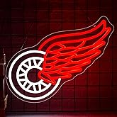Ice Hockey Neon Sign for Wall Decor Wings LED Light Up Sign Hockey Wall Decor Sport Neon Lights for Club Bedroom Man Cave Bar Garage Sports Gifts for Men Teen Boys Fans,Size 17.7*8.3 inches(FMXD104)