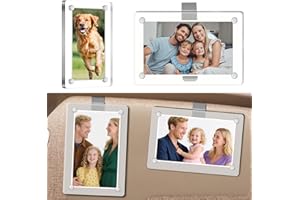3 Packs Magnetic Car Picture Frame, Acrylic Cars Photo Holder for Visor, 3.54x2.36 Inch Clip-On Cars Visor Photo Clip Add Fam