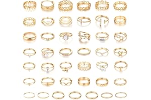 CHICUTIE Gold Knuckle Rings Set For Women Stackable Joint Finger Midi Rings Dainty Cubic Crystal Zirconia Simple Hollow Twist Cute Rings Pack Jewelry Gift