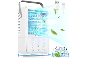 ZUKBEN Portable Air Conditioners, 90° Oscillation Portable Air Cooler With 3 Speeds, 2 Spray Modes,1000ml Evaporative Air Cooler Fan 9 Timer 7 Colors, Air Conditioner Portable for Room Office Camping