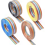 Glarks 10ft / 3m 10/14/16/20 Wire Rainbow Color Flat Ribbon IDC Wire Cable Kit for 2.54mm Connectors