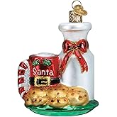 Old World Christmas Santa's Milk and Cookies Glass Blown Ornament for Christmas Tree