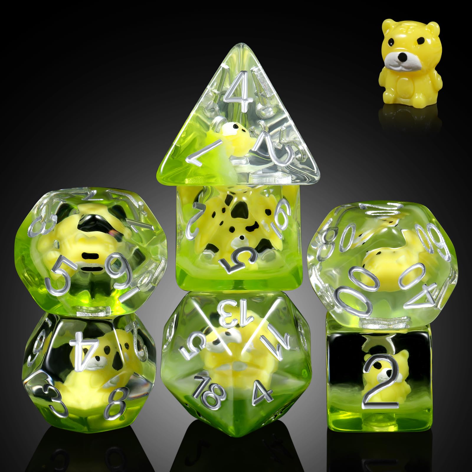 Tiger DND Dice Set, DNDND Resin 7 Die with Velvet Bag for Dungeons and Dragons D&D Rolling Games and Tabletop Games(Tiger) — image 1