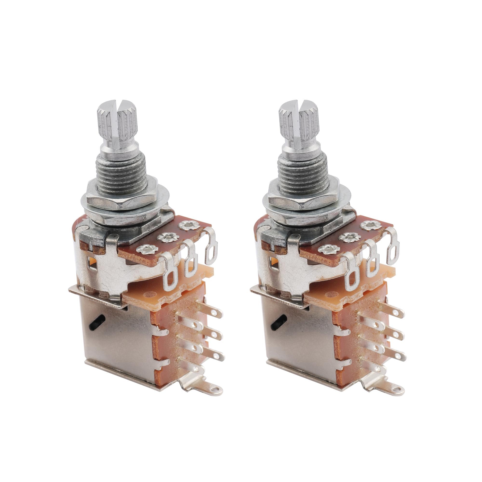 Musiclily B500K Metric Coarse 18-Spline Split Shaft Pots Push/Pull Linear Taper Potentiometers for Electric Guitar Bass (Set of 2)