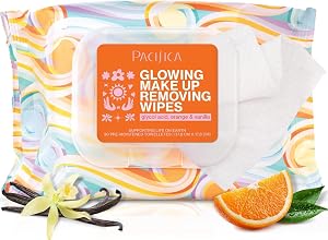 Pacifica, Glowing Makeup Remover Wipes - with Glycolic Acid for AHA Exfoliating and Facial Cleansing - No Rinse Face Cleaning