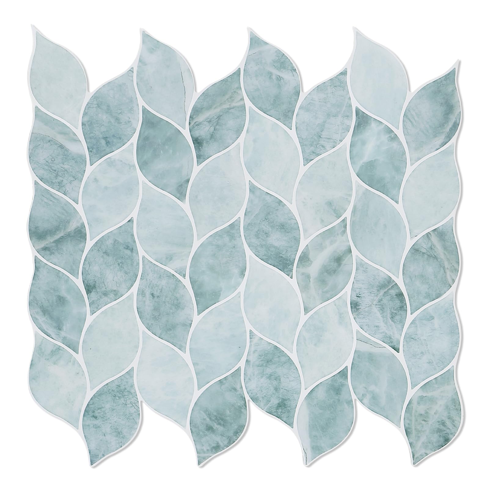 Photo 1 of Tilingview 10 Pcs Leaf Design Peel and Stick for Kitchen Backsplash, Premium Self-Adhesive Tiles Wall Stickers (Blue Green)