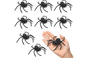 LXZYU Plastic Spiders Halloween Spiders Large Fake Spiders for Halloween Toys Props Halloween Decorations Party Decor Black Plastic Spiders 8PCS Black Big Spider Web Decoration Fake Large Spider 3.9"x3.7"