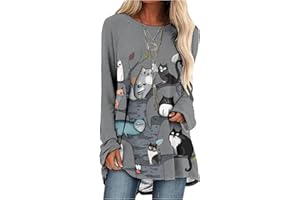 MARSVOVO Women's Long Sleeve Cat Sweatshirt Pullover Cute Cats Lover 3D Graphic Sweatshirts Crewneck Casual Loose Shirts