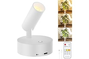 GORDNWE Rechargeable LED Spotlight Indoor: Wireless Battery Operated Spotlight with Remote Control Small Picture Spot Light Accent Uplighting for Plant Artwork White