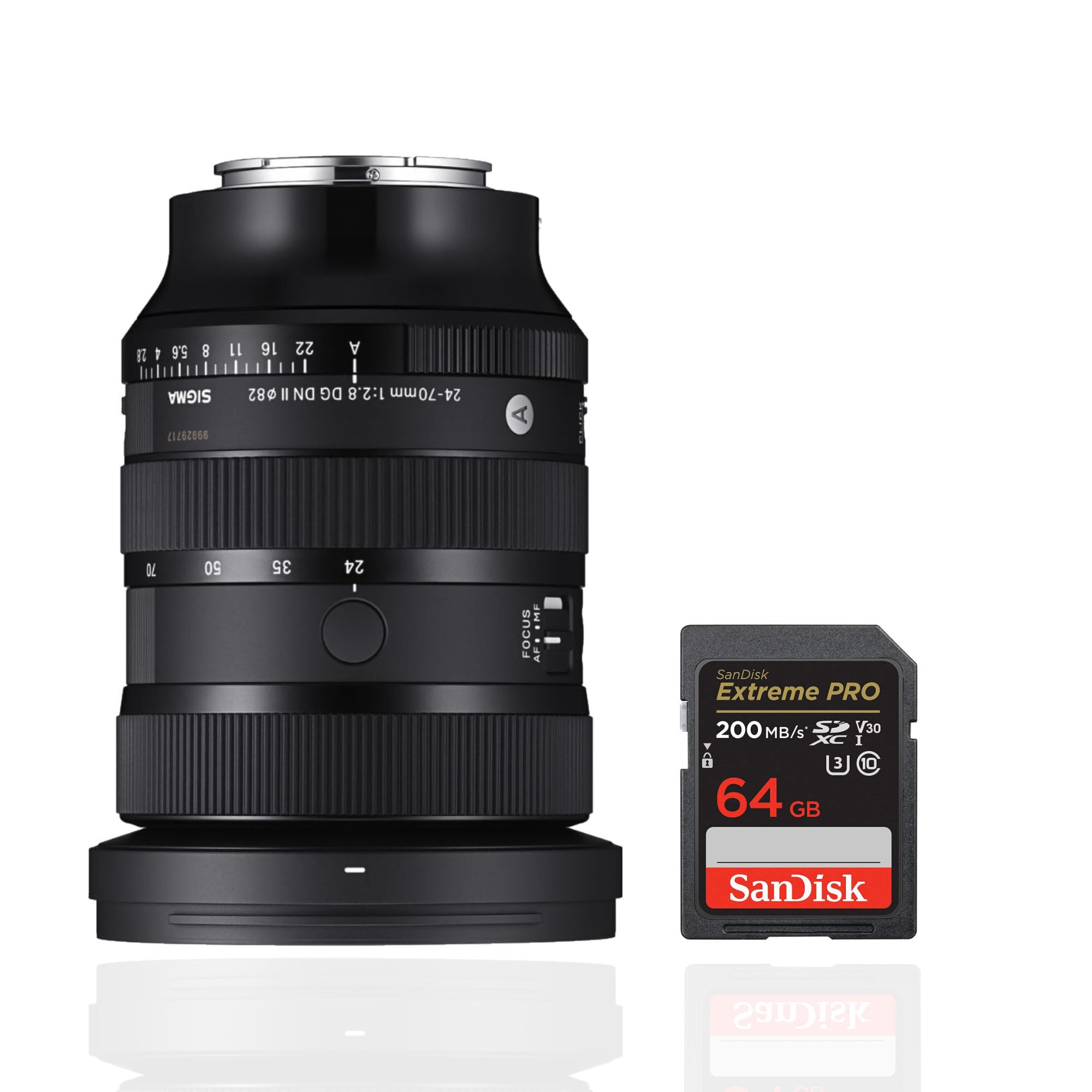 Sigma 24-70MM F2.8 DG DN II Art Lens, Sony E Mount Bundle with SanDisk 64GB Extreme Pro SDXC UHS-I Memory Card (2 Items)